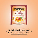 Twinings Peach & Orange Herbal Tea 2-Pack (20 Tea Bags Ea) - Naturally Caffeine-Free Sweet & Juicy Tea + Reusable Tea Bag Holder