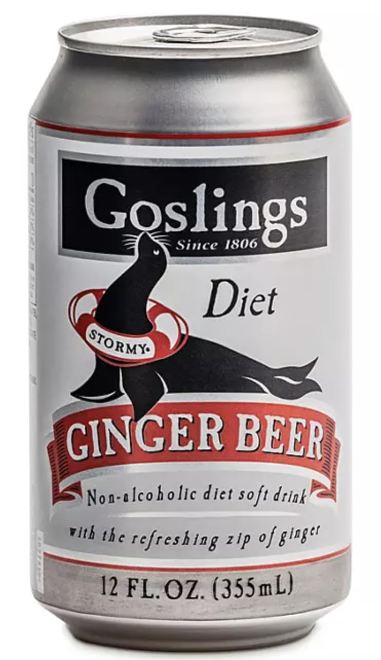 Goslings Diet Ginger Beer Cans of 12 fl oz Each | Ginger Beer Sugar Free For Moscow Mule And Mixers For Alcoholic Drinks (12)