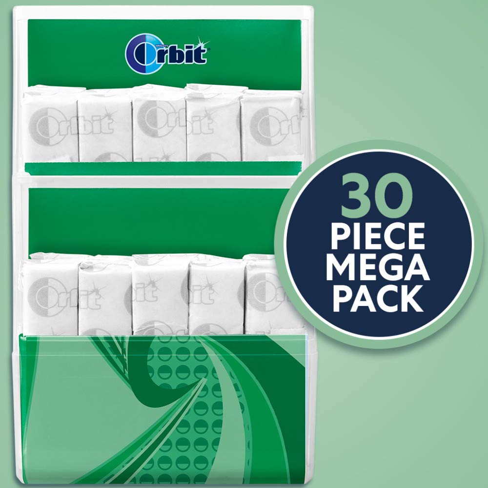 ORBIT Gum Spearmint Sugar Free Chewing Gum Individually Wrapped, Mint, Mega Packs, 6 Count, 180 Piece Bulk Box
