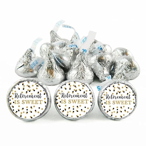 Retirement is Sweet Stickers for Chocolate, Retirement Gifts Labels for Women Men, Party Favors Treat Bags Candy Sticker, Black Golden Retirements