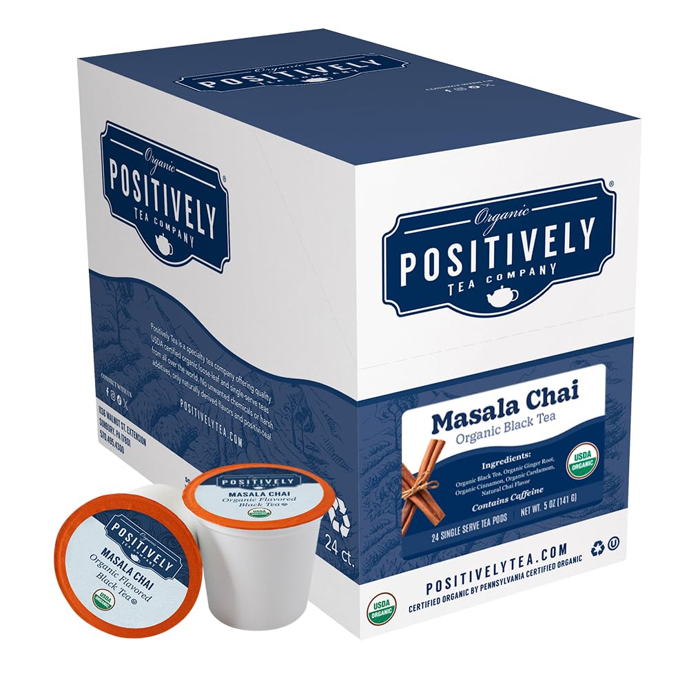 Organic Positively Tea Company, Masala Chai Black Tea, K-Cup Compatible, 24 Pods