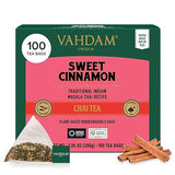 VAHDAM, Sweet Cinnamon Tea Bags (100 Pyramid Tea Bags) Non GMO, Gluten Free, No Artificial Flavor | Cinnamon Masala Chai Tea Bags | Whole Leaf Tea