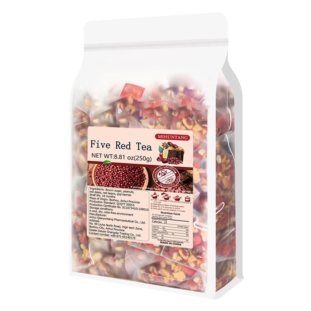 Wu Hong tea 8.81oz (10g×25packets) Five red Tea Brown sugar wolfberry red date peanut red bean Combination tea Bag blister Tea bag ???250g