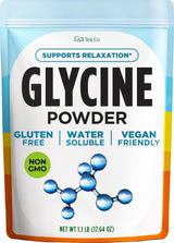 Gya Tea Co Glycine Powder 1.1lb (17.64 oz) - Promotes Restful Nights & Relaxation, Collagen Support - Unflavored & Gluten-Free, Naturally Sweet, Water