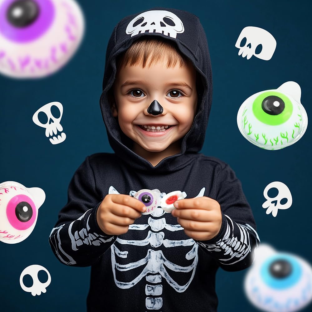 Eyeballs Gummy Candy - 19 Ounce Jar (30 Count) - Strawberry Jam Filled Center - Individually Wrapped Candy - Fun Party Favors - Spooky Gummies by