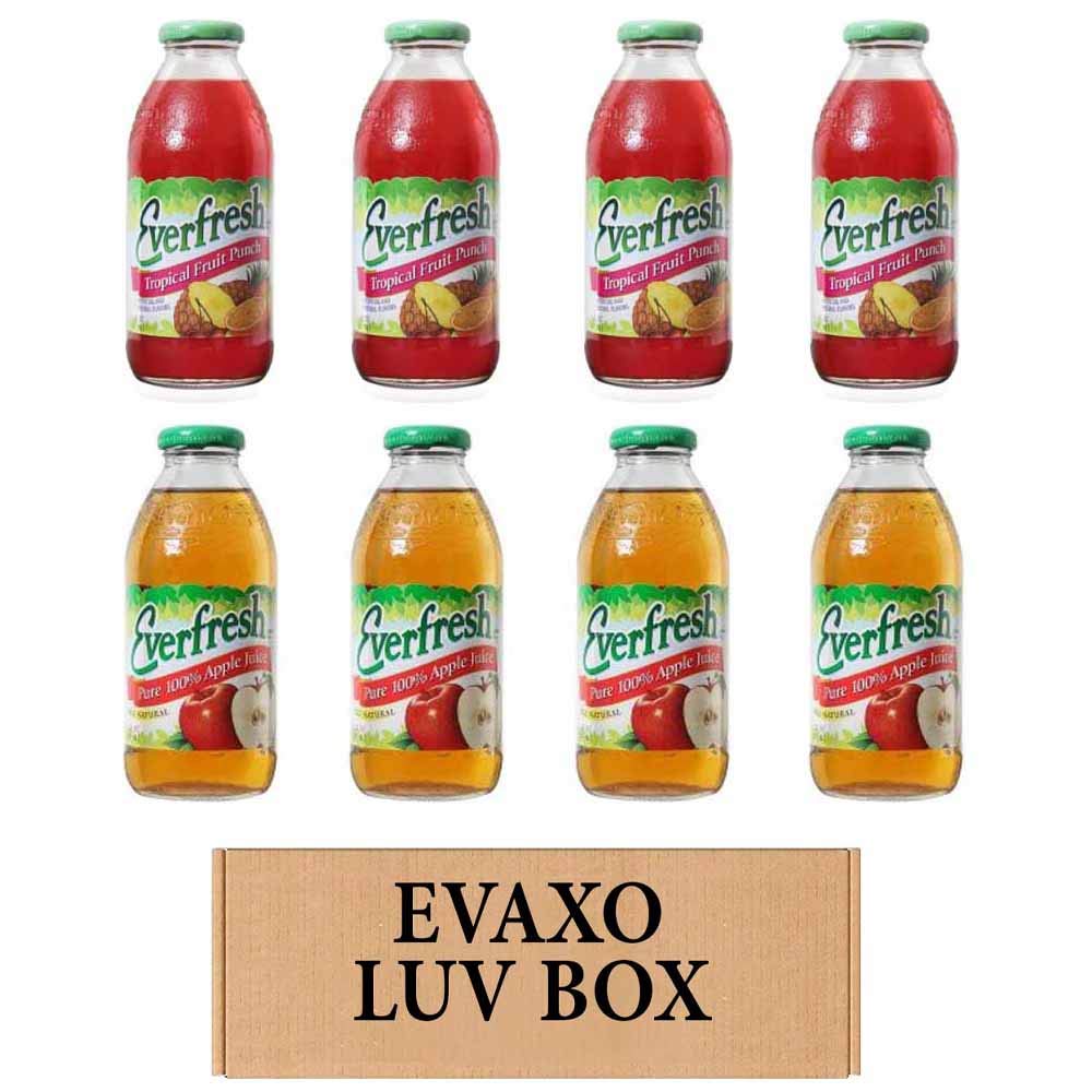 SELPONT verfresh Juice 16 oz. pack of 8 , Everfresh Tropical Fruit Punch , Everfresh 100% Apple Juice. by evaxo