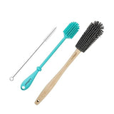LeMuna Silicone Bottle Brush Set with Wooden Handle - Silicone Brush & Straw Cleaner for Hydro Flask, Sports Bottle, Glassware