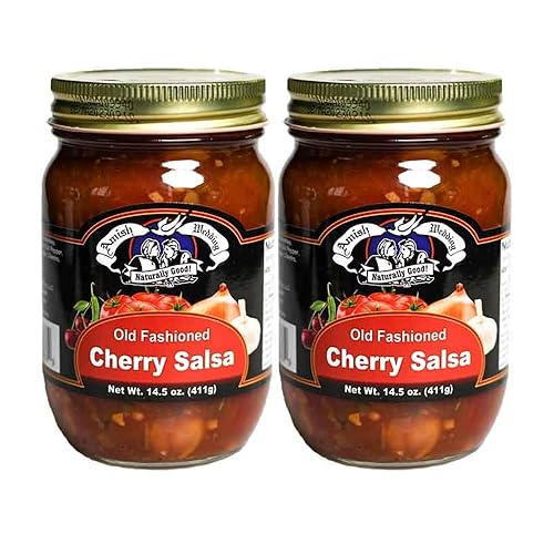 Amish Wedding Kettle Cooked Salsa, Thick and Chunky Pack of 2 14.5 ounce Jars, Cherry