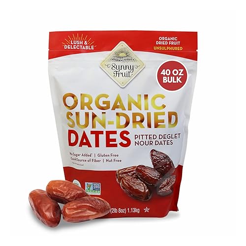 Sunny Fruit Organic Dried Pitted Deglet Nour Dates, 2.5 Pound Bulk Bag | No Preservatives, No Sugar Added | Healthy, Sweet Snack | ORGANIC, NON-GMO