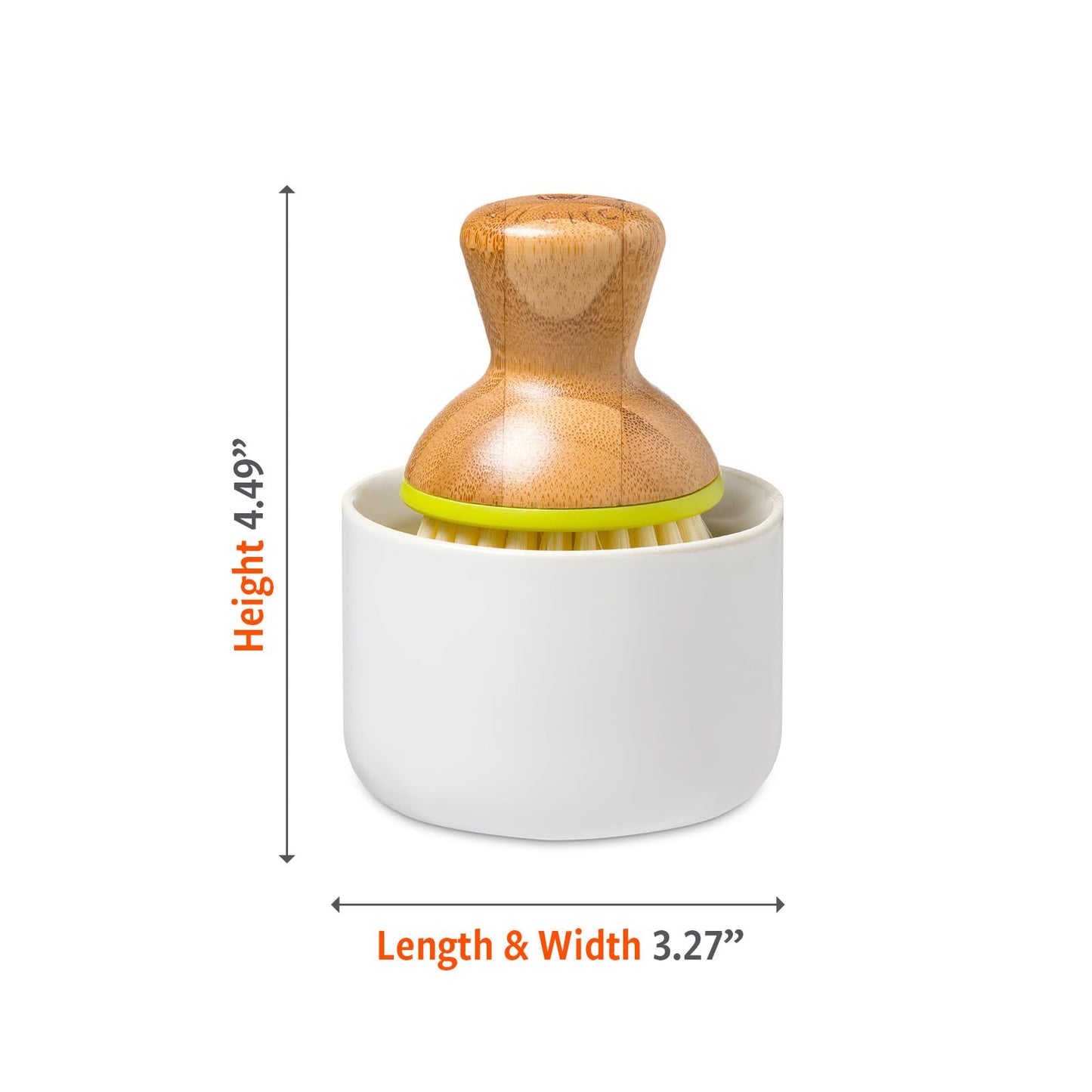 Full Circle Bubble Up- Eco-Friendly Bamboo Dish Brush & Ceramic Soap Dispenser - Natural Scrub Set for Dishes, Cast Iron - Kitchen Cleaning