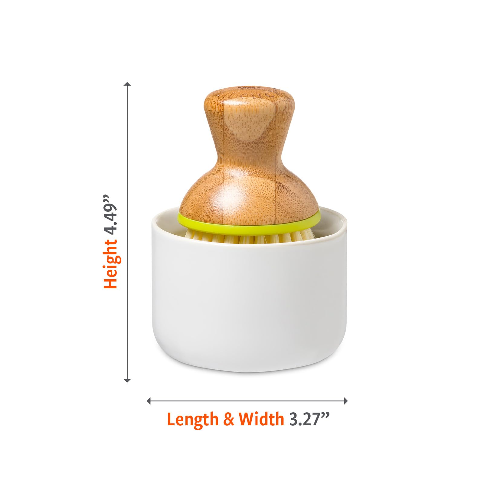 Full Circle Bubble Up- Eco-Friendly Bamboo Dish Brush & Ceramic Soap Dispenser - Natural Scrub Set for Dishes, Cast Iron - Kitchen Cleaning