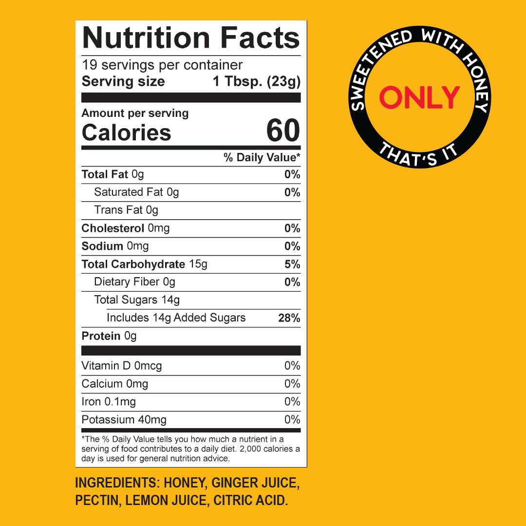 Ginger Bee Honey Tea Concentrate - Real Honey & Ginger Korean style Tea with Lemon | 19 Servings | Naturally Sweet, No Refined Sugar | Immune Support