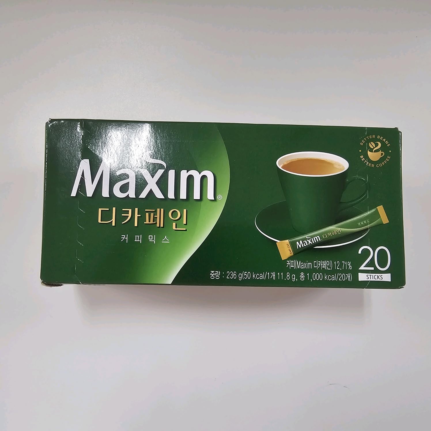 DONG SEO Maxim Decaf Instant Coffee Mix 20 Sticks 12g x 20T (240g), green