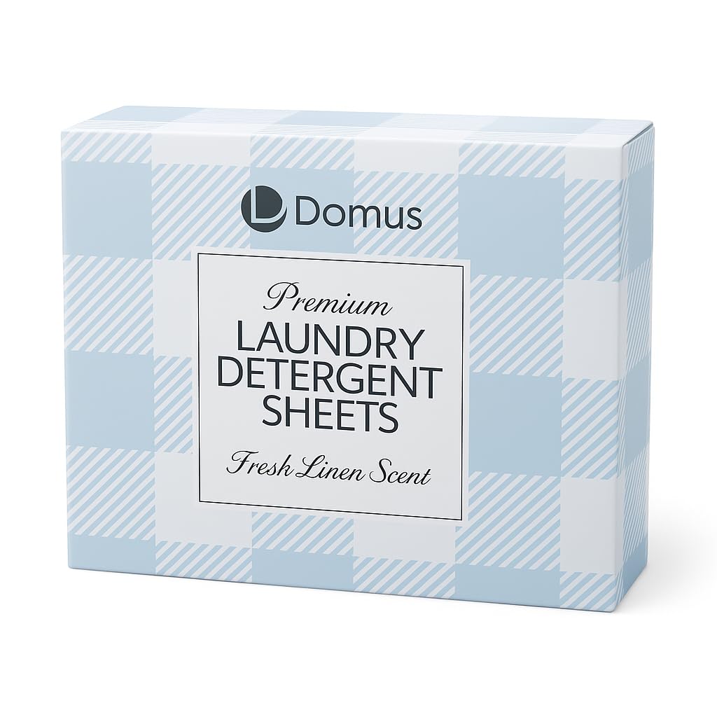 D Domus Eco-Friendly Laundry Detergent Sheets - Fresh Linen Scent, Plastic-Free, Pre-Measured, Dissolvable, Safe for All Machines, 60 Loads