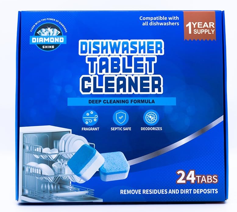 Diamond Shine Appliance Cleaner Bundle - 24 Tabs Each - Dishwasher Tablet, Garbage Disposer & Washing Machine Descaler - Septic Safe, Deodorizes