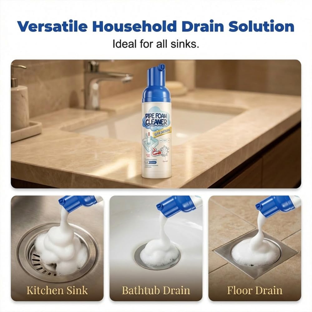 Foaming Drain Cleaner, 2026 New Foam For Bathroom Sink Overflow Fast Clog Removal Drain Clog Remover for Kitchen Sinks Shower Drains Tubs (3PCS)