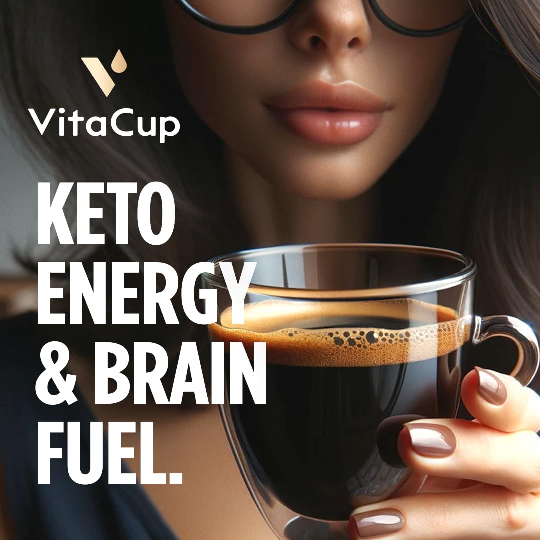 VitaCup Genius Ground Keto Coffee w/Turmeric, MCT Oil, B Vitamins, D3, Ground Coffee Medium Dark Roast, Bold & Smooth, 100% Arabica Coffee Grounds, 11