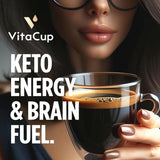 VitaCup Genius Ground Keto Coffee w/Turmeric, MCT Oil, B Vitamins, D3, Ground Coffee Medium Dark Roast, Bold & Smooth, 100% Arabica Coffee Grounds, 11
