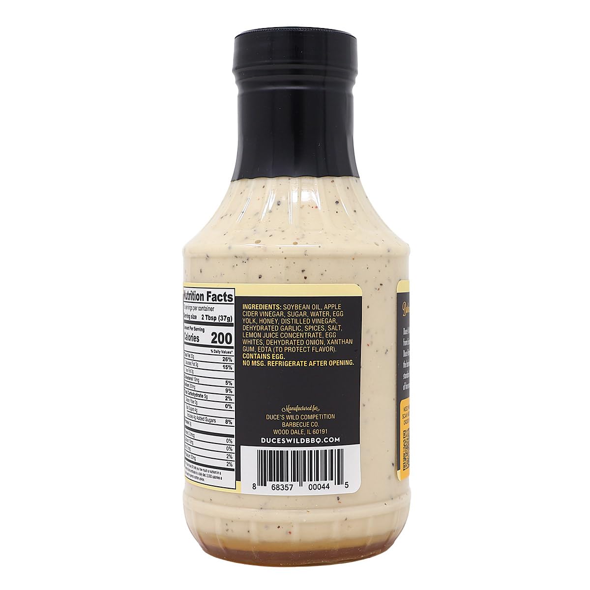 Duce’s Wild Barbecue Alabama White Sauce ‘White Gold’ - Creamy Award-Winning Mayo-Based White Sauce - Tangy, Zesty, Savory - Perfect for Chicken