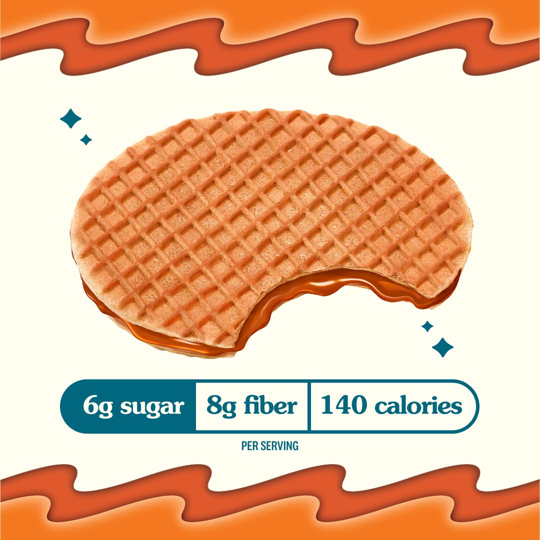 Rip Van Wafels Gluten-Free Stroopwafel - Dutch Caramel & Vanilla Stroopwafels Healthy Snacks Non-GMO Low Sugar (6g) Calorie, 12 Count
