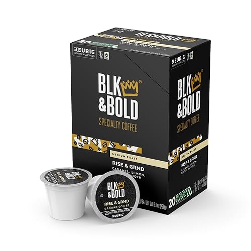 BLK & Bold Rise & GRND, Keurig Single Serve K-Cup Coffee Pods, Premium Medium Roast, 100% Arabica Beans, 20 Count