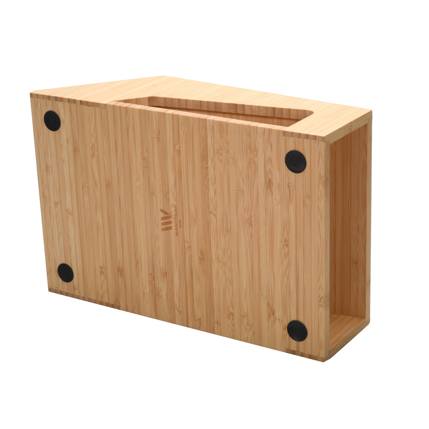 MobileVision Bamboo Laundry Detergent Holder with Drip Tray & Cup Storage for Laundry Rooms, Washing Areas, Cabinets, & Shelves