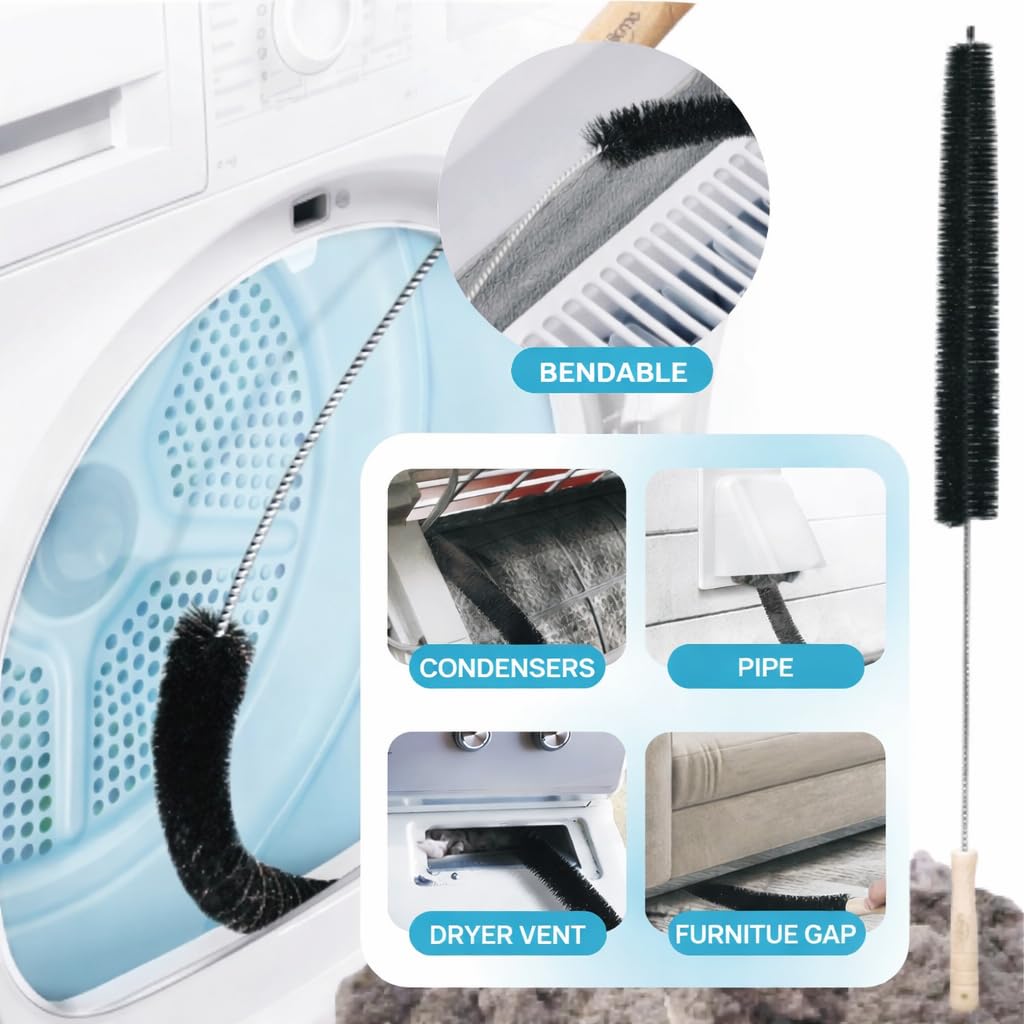 8-Piece Washing Machine Cleaning Brush Set, Dryer Vent Cleaner Kit, Front Load Washer Gasket Cleaner Brush, Crevice Gap Brush for Sink, Grout, Tile