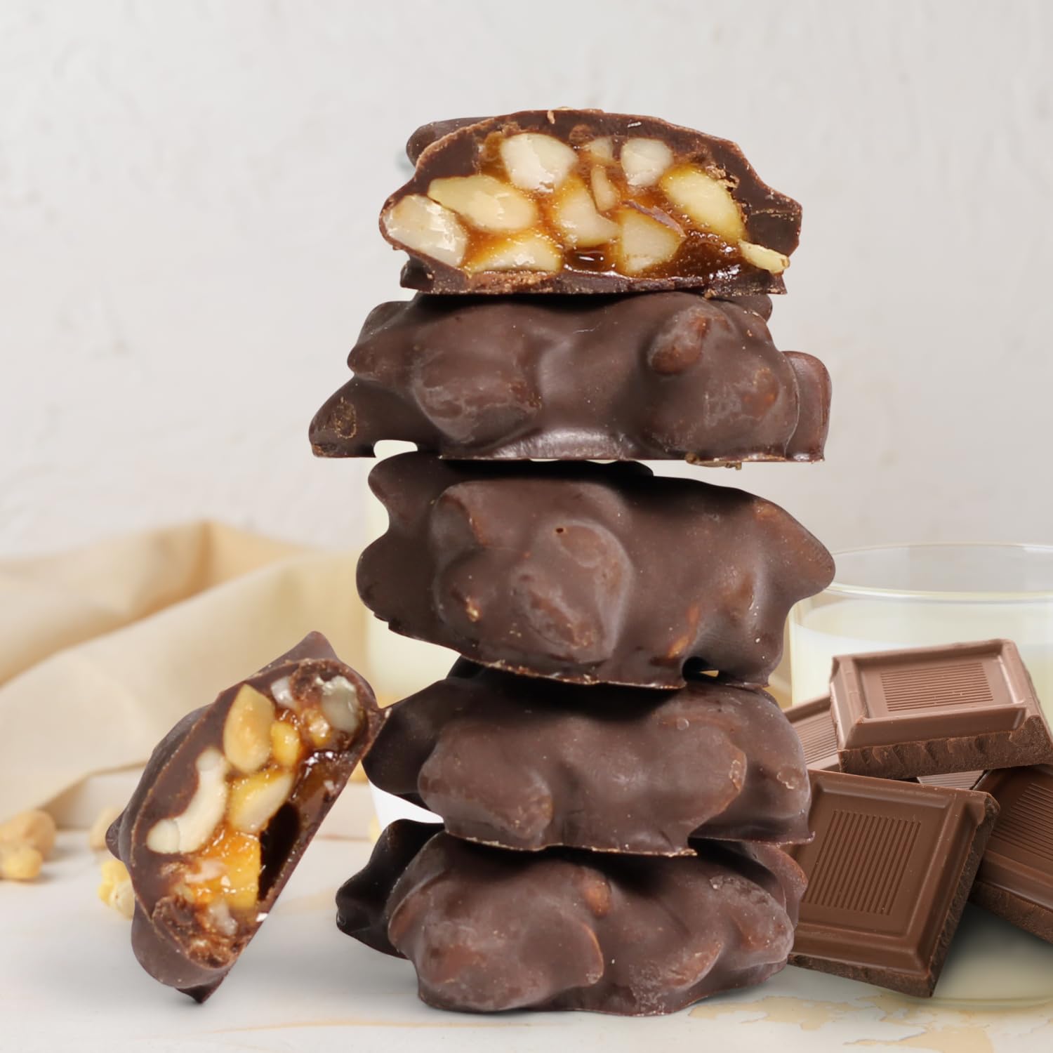 Chocolate Caramel Pecan Nut Clusters Gift Box - by It's Delish | 12 OZ Premium Dark Chocolate Covered Nuts with Carmel Clusters | Christmas Gifts Box