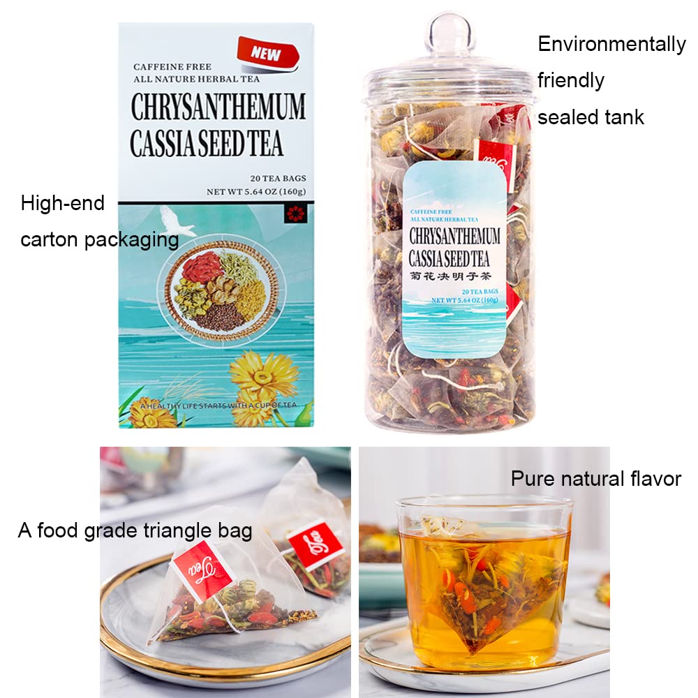 Chrysanthemum Cassia Seeds Tea Bags(160g, 8gX20Bags), Honeysuckle, Chinese wolf-berry, Sweet-scented Osmanthus, Burdock Root Combination of Floral