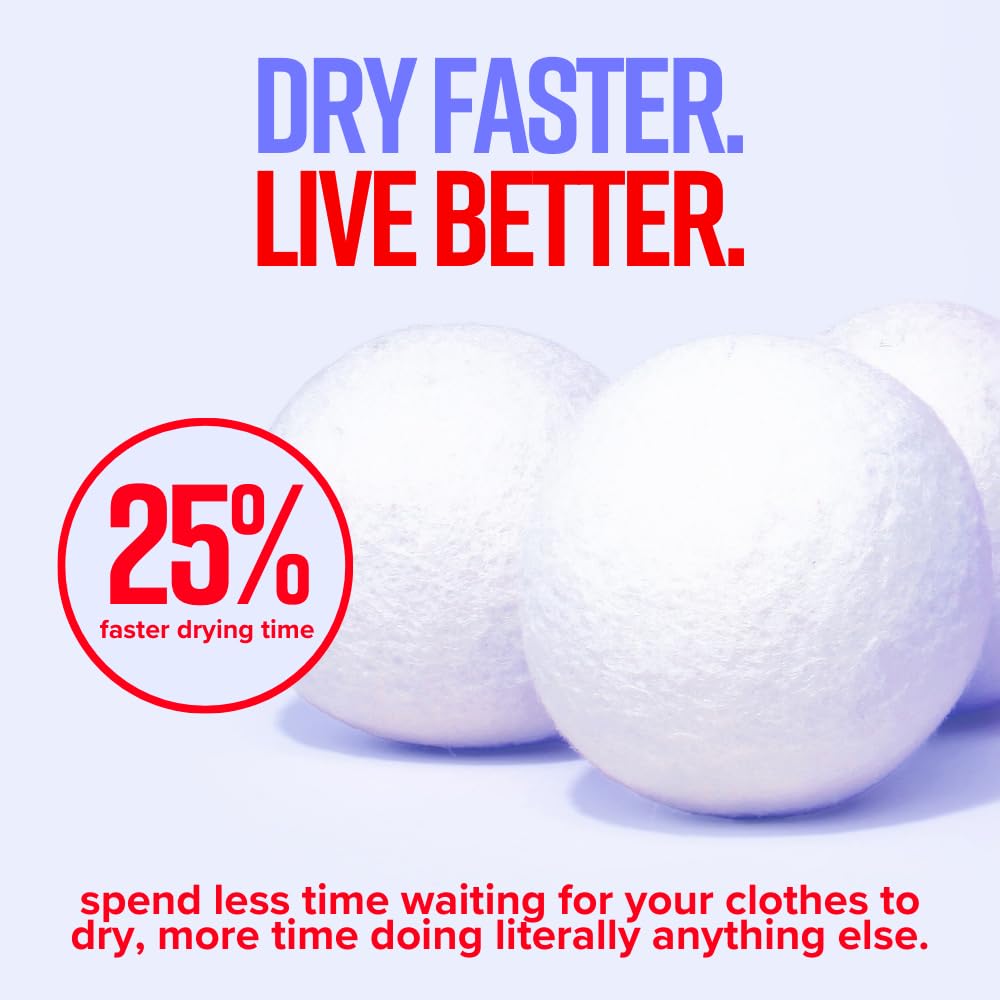 STRIPS Wool Dryer Balls - XL 3-Pack Premium Natural Fabric Softener - Reduces Clothing Wrinkles and Saves Drying Time, Reusable Wool Balls for Dryer