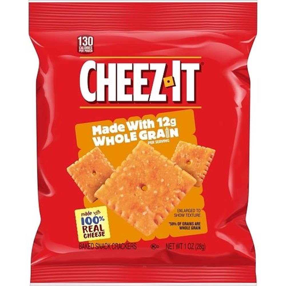 Sunshine Cheez-It Whole Grain Baked Snack Crackers, 1 oz Individual Bags, Bulk Case of 60