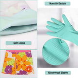 Dishwashing Rubber Gloves 3 Pairs, Aixingyun Non-Slip Household Laundry Kitchen Cleaning Gloves, Reusable PU Waterproof Latex Gloves Gift for Mom