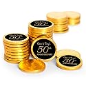 80pcs Personalized 50th Anniversary Candy Milk Chocolate Coins (80 Pack) - Golden Anniversary Celebration for Party Favors, Decorations, & Candy