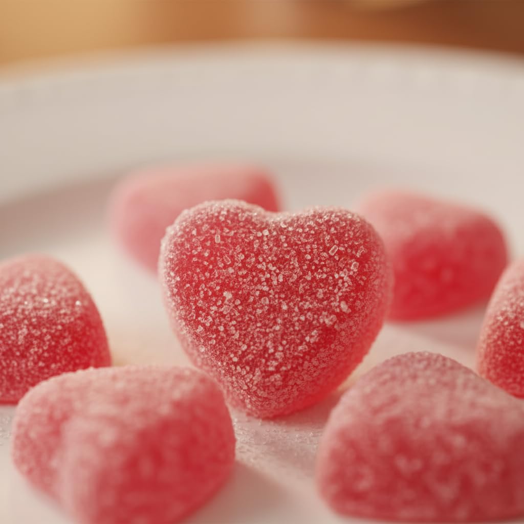 Valentine Heart Jelly Candy 8oz Soft Chewy Heart-Shaped Treats, Cherry & Cinnamon (Cherry Jelly Hearts)