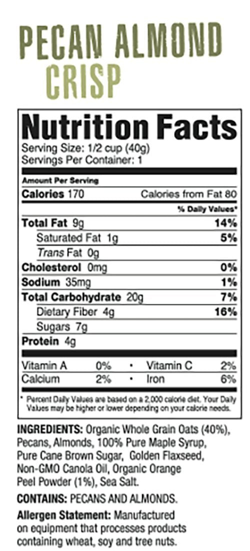 Upfront Granola Foods Pecan Almond Crisp, 12 Count