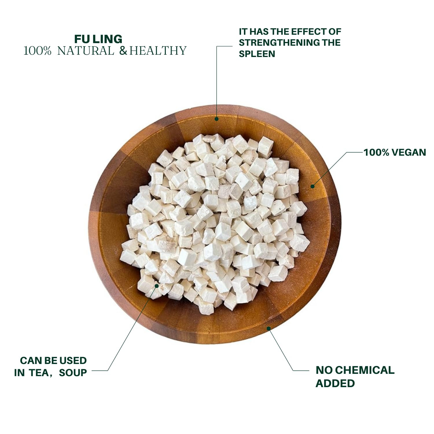 ??? Royal Seafood USA Fu Ling, Poria Cocos Fungus, White poria cocos ??? ?? ??? ?? ?? ?? (1lb)