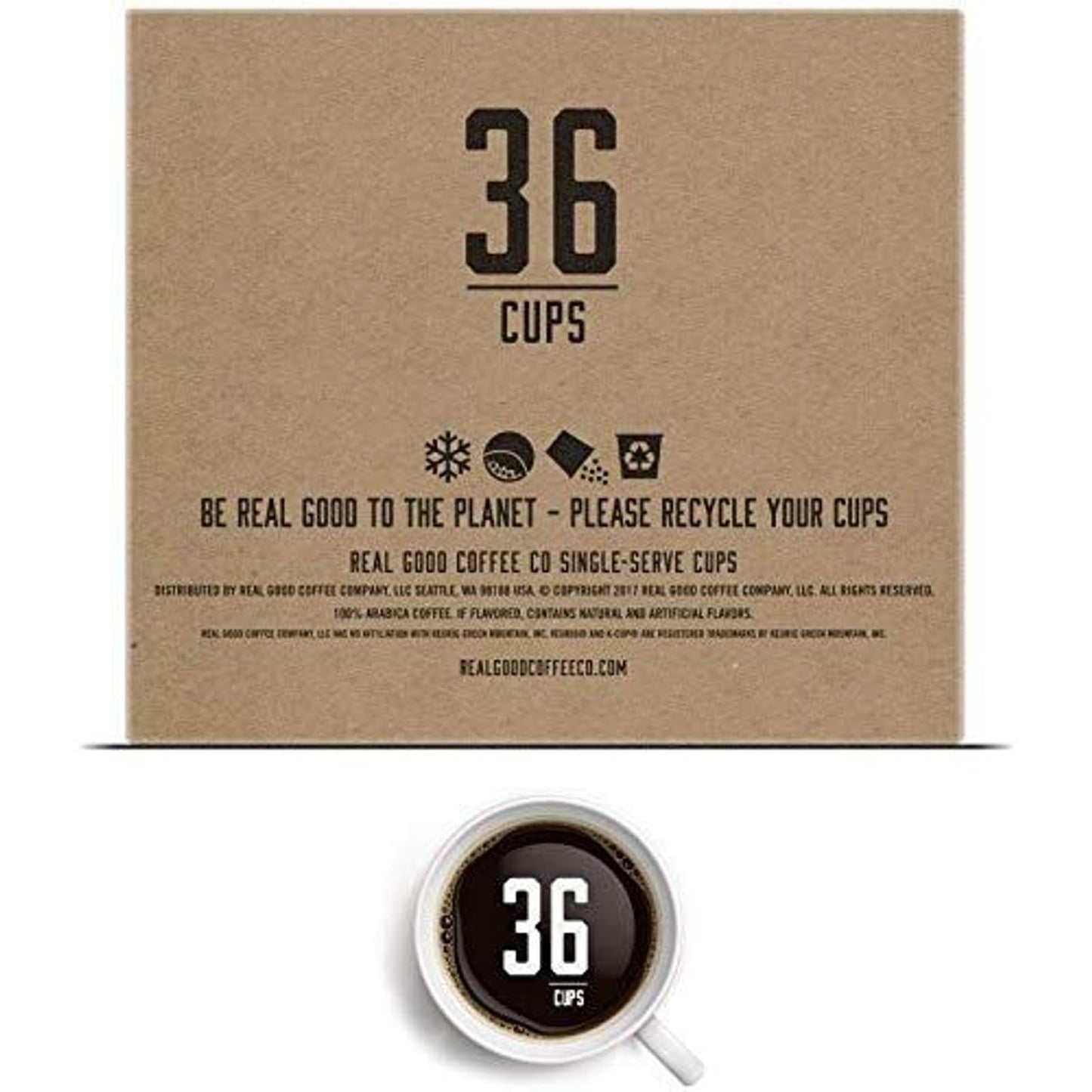 Real Good Coffee Company - Single Use Coffee Pods - Organic Dark Roast Coffee - K-Cup Compatible including Keurig 2.0 Brewers - Recyclable Cups