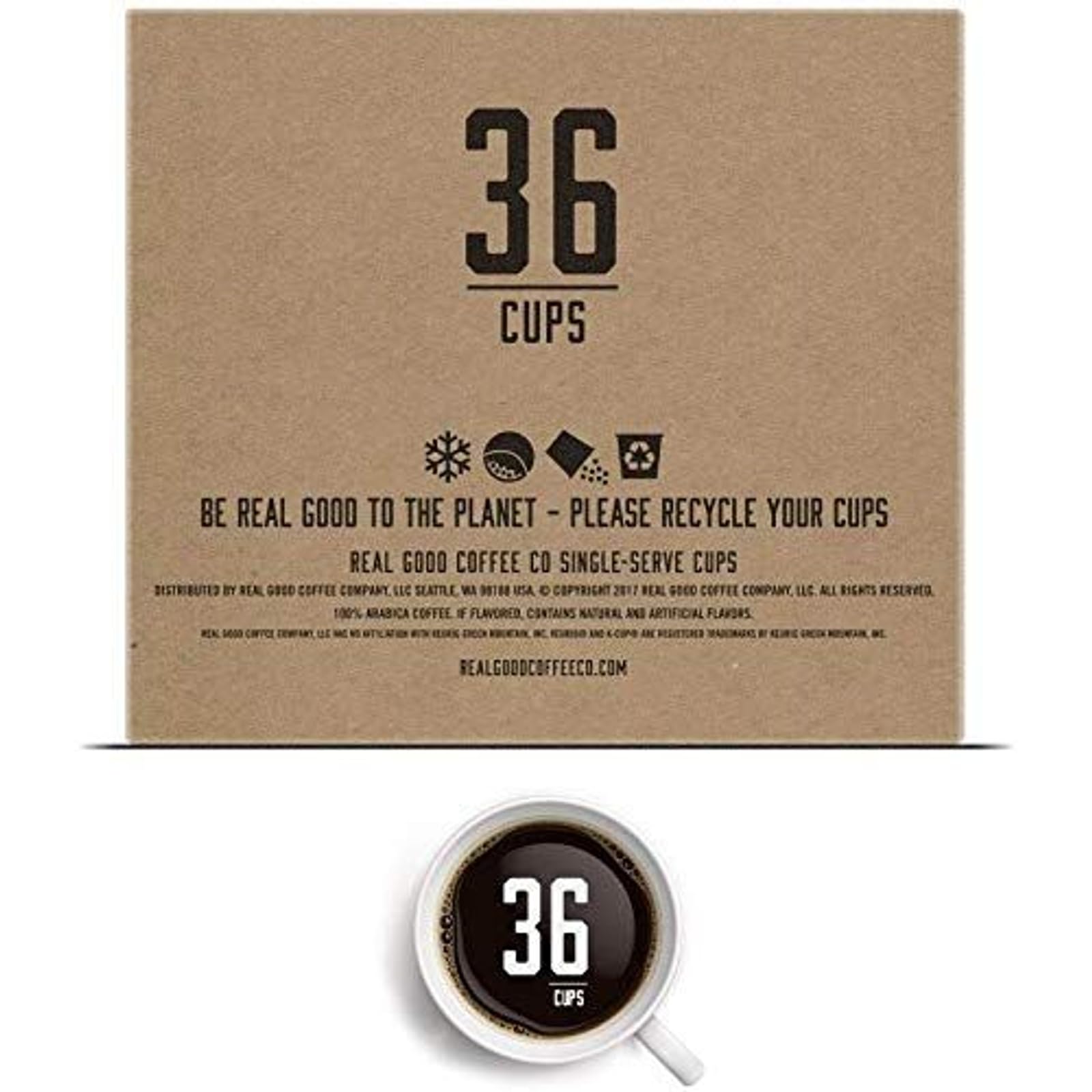 Real Good Coffee Company - Single Use Coffee Pods - Organic Dark Roast Coffee - K-Cup Compatible including Keurig 2.0 Brewers - Recyclable Cups