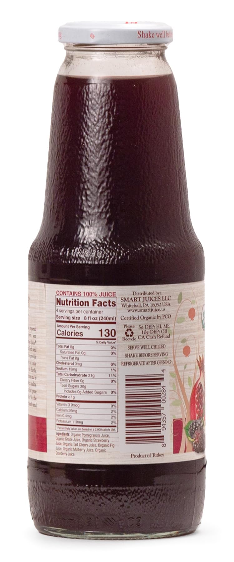 Smart Juice Super Fruit 7 Organic Juice - 100% Juice, Not From Concentrate - 33.8 fl oz (1L) - (Pack of 6)