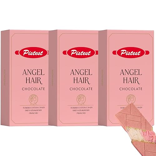 ANGEL HAIR Chocolate Cotton Candy Bar 170g - Strawberry & Pistachio Flavor - Gourmet Sweet Treat - Premium Candy Gift Box - Perfect for Birthdays