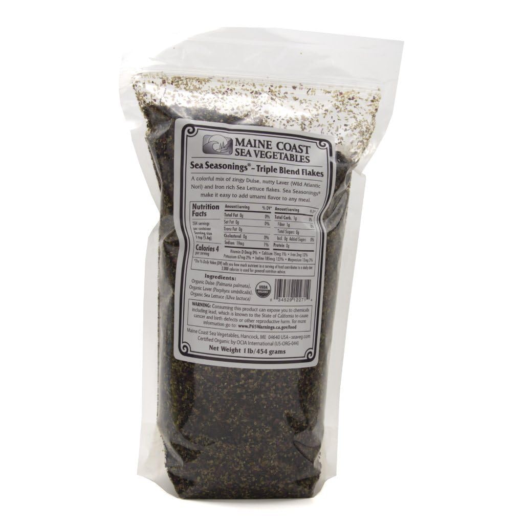 Triple Blend Flakes - Sea Seasoning Bulk - Organic Seaweed - 1 Pound