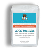 Rex Coffee Coco De Mer Ground Coffee, Infused Double Coconut from Seychelles, Arabica Light Medium Roast, 12 Ounce