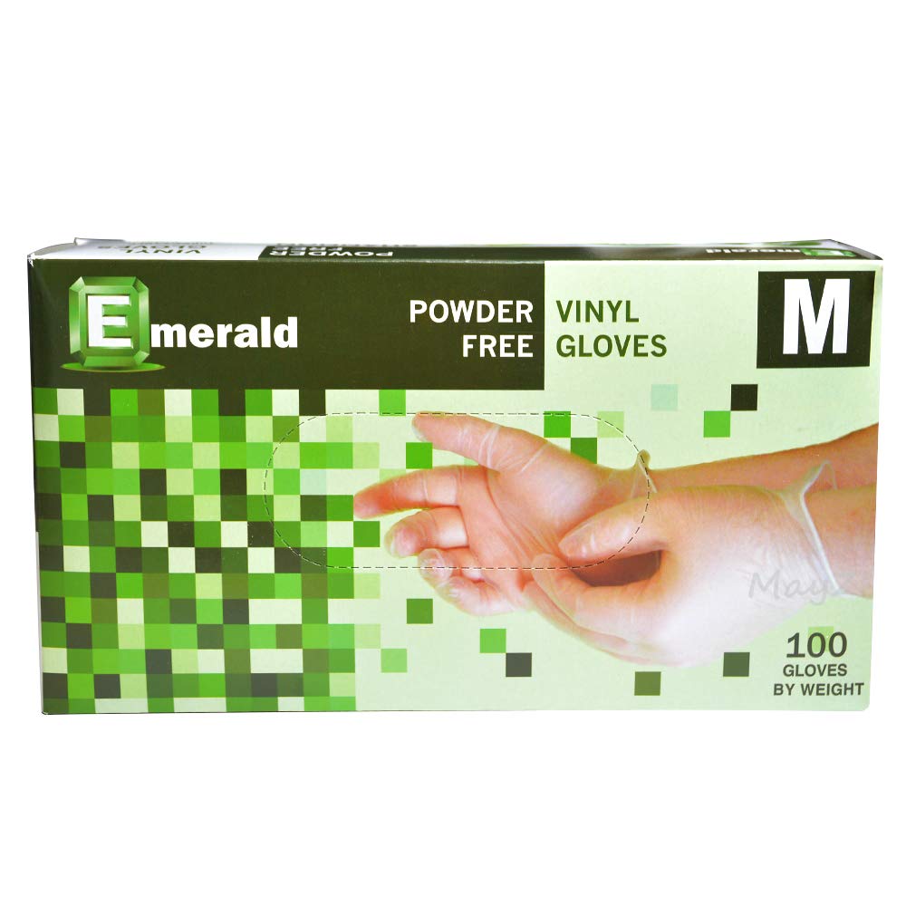 Emerald Shannon Powder Free Vinyl Gloves 100 Gloves (Medium #VN9706)