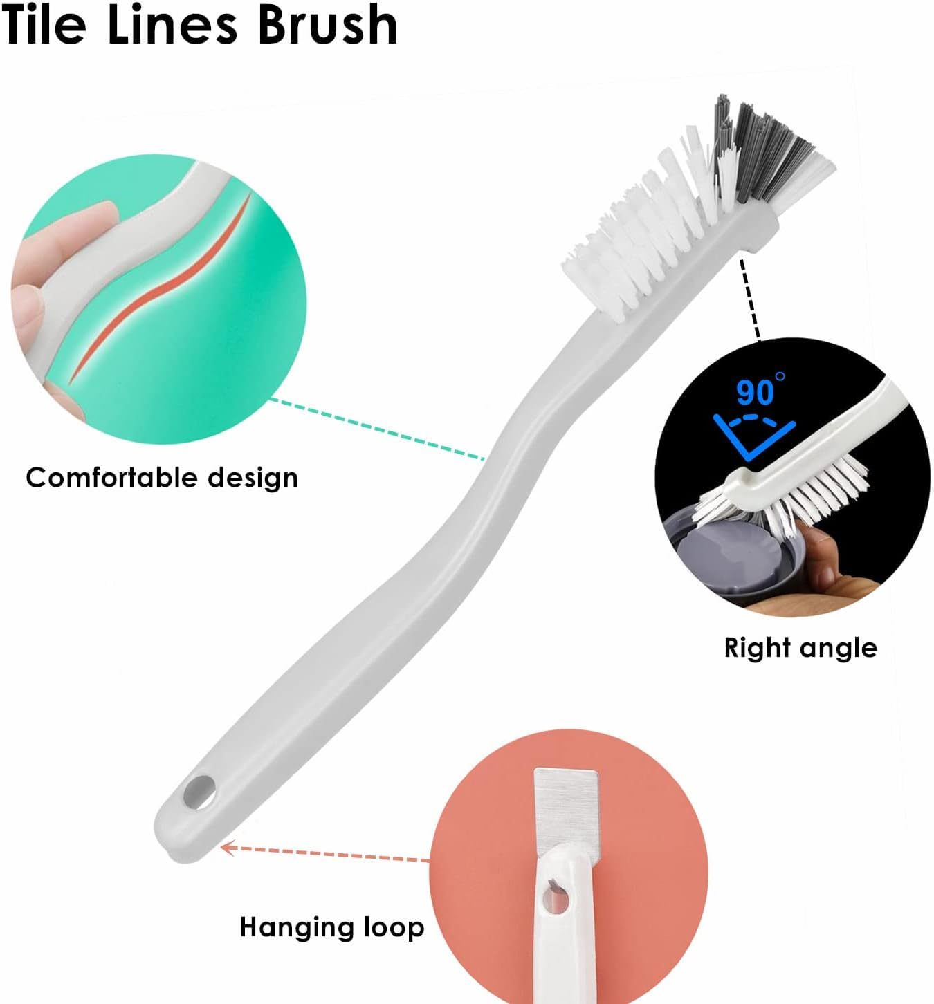 JIANYI Kitchen Scrub Brush, Angle Cleaning Brush, Right Angle Scrub Brushs for Sink Household Dish Pot Pan Edge Corners, Upgraded Stiff Brushes