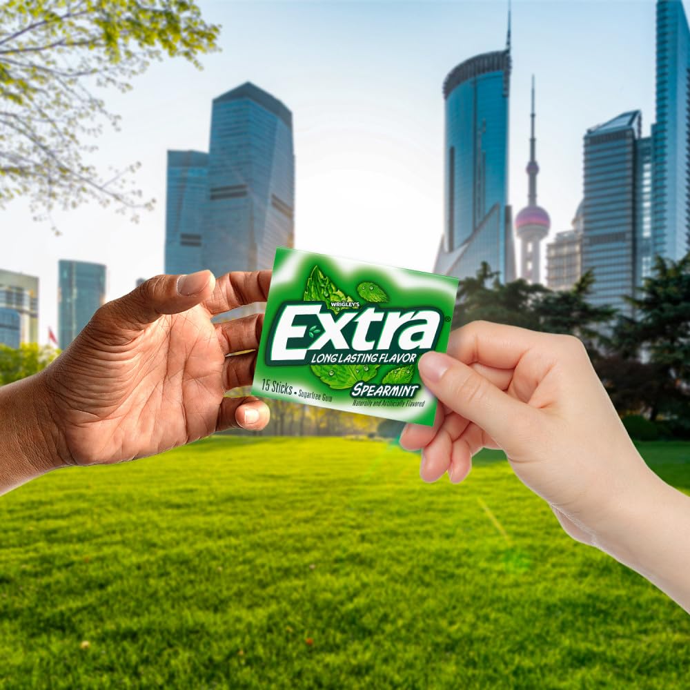 EXTRA Spearmint Sugar Free Chewing Gum, 3 Pack Bulk Gum (45 Sticks Total), Long-Lasting Fresh Breath, Individually Wrapped