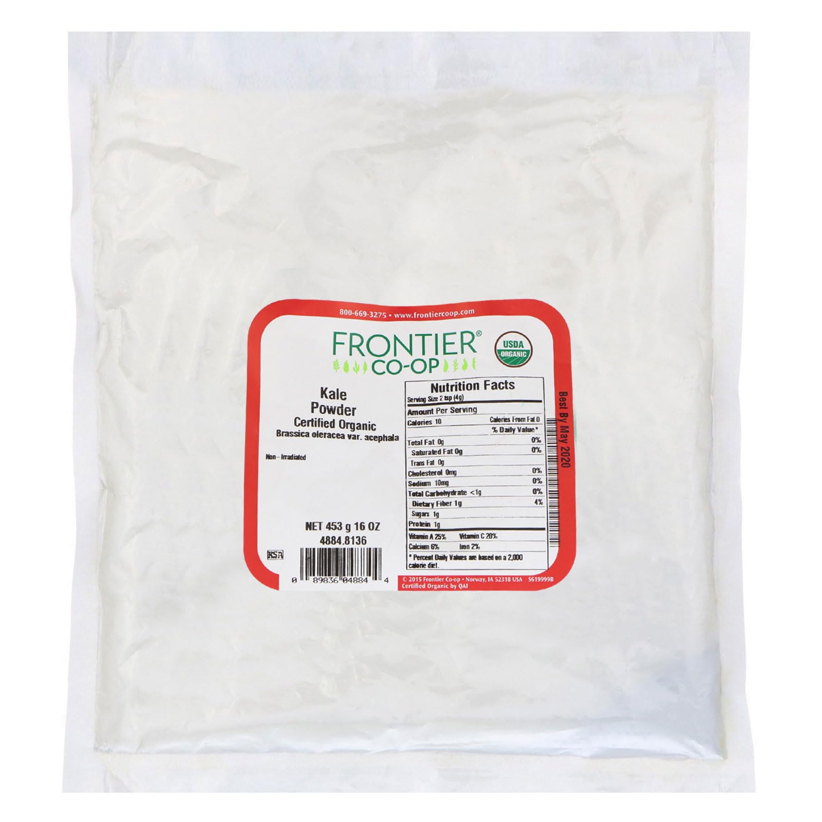 Frontier Co-op Kale Powder, Certified Organic, Kosher | 1 lb. Bulk Bag | Brassica oleracea