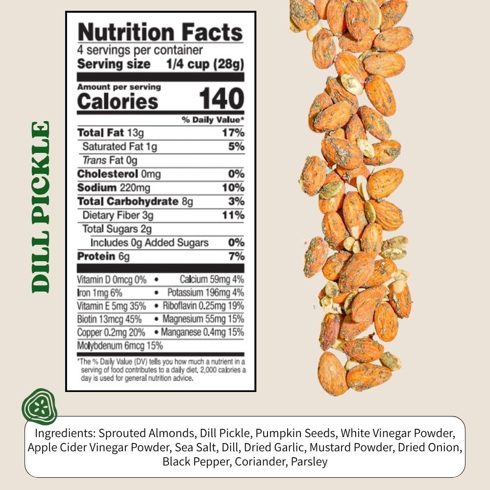 Daily Crunch, Almonds Pepitas Sprouted Dill Pickle, 4 Ounce