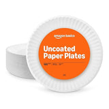 Amazon Basics 9" Uncoated White Paper Plates, Microwave Safe, 100 Count