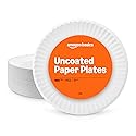 Amazon Basics 9" Uncoated White Paper Plates, Microwave Safe, 100 Count
