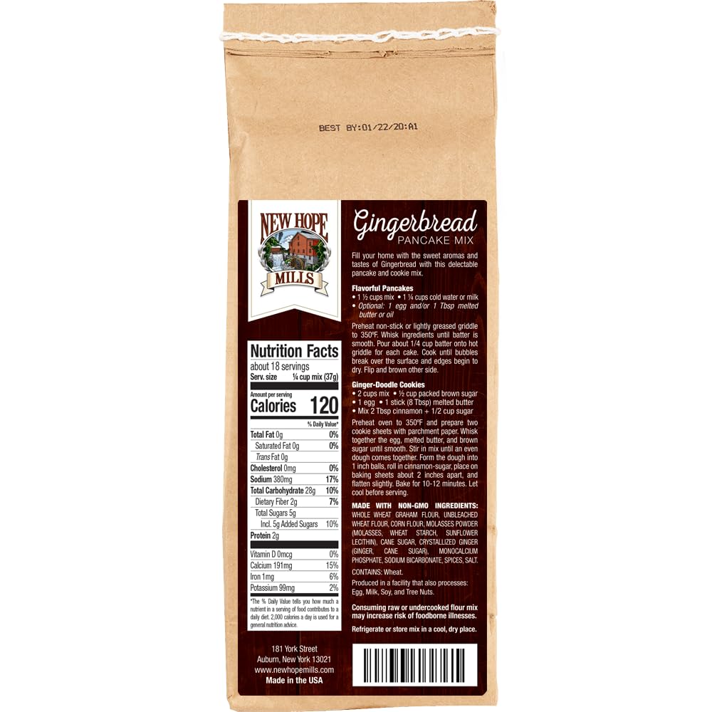 Gingerbread Pancake Mix by New Hope Mills, Non-GMO & Vegan Spiced Delights for Festive Breakfasts! - 24 oz (1.5 lbs)